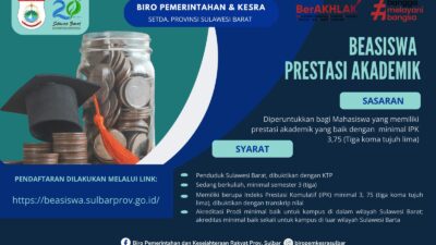 Pendaftaran Beasiswa Pemprov Pemprov Sulbar Buka Pendaftaran Program Beasiswa Mulai 1 September 2024