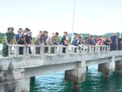 Pj.Bahtiar Bersama Forkopimda Turunkan Karang Buatan di Teluk Mamuju